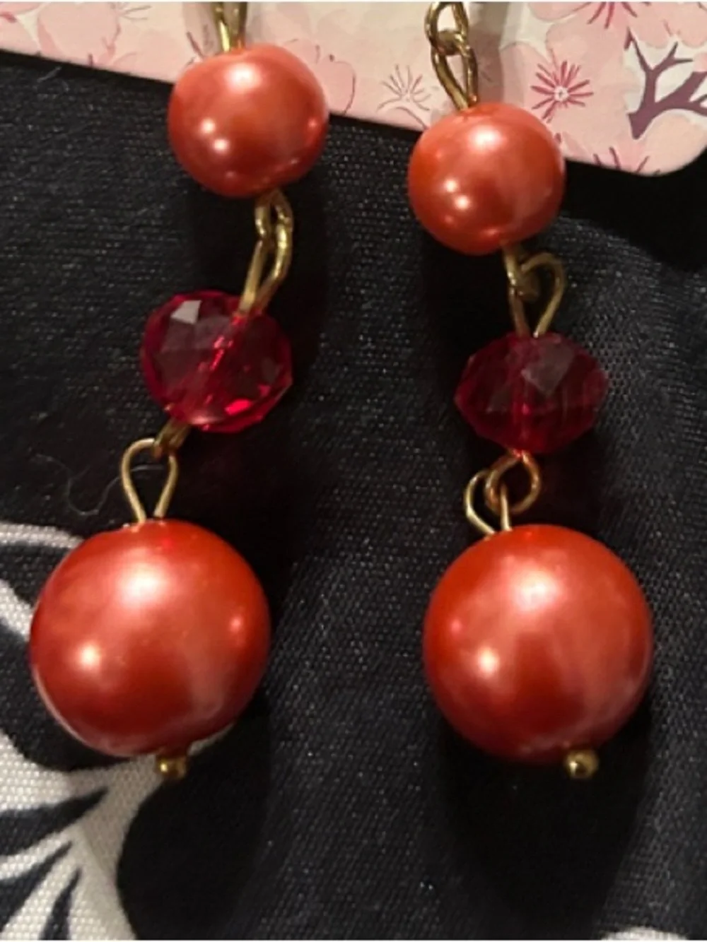 Red Pearl Drop Earrings - Women Jewelry